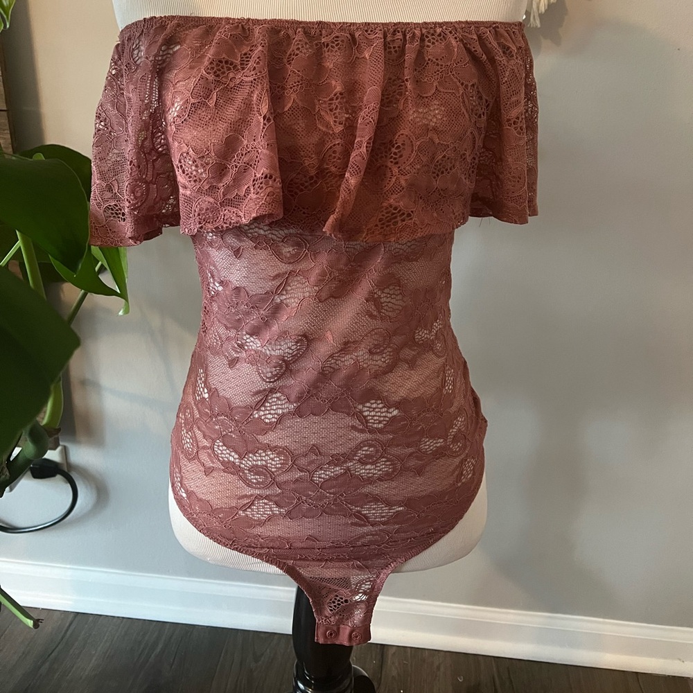 Romantic Mauve Lace Bodysuit